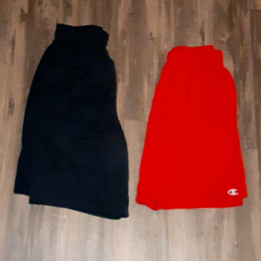 Champion shorts and CSG shorts together